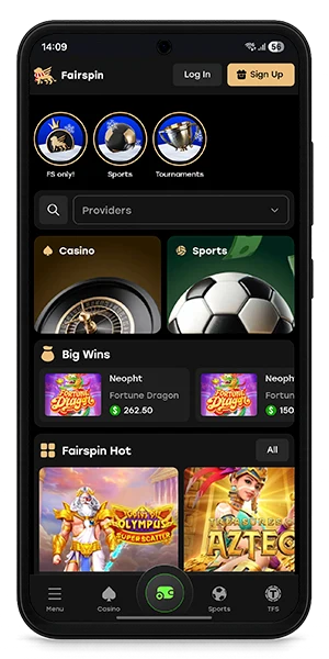 Fairspin Casino mobilní rozhraní